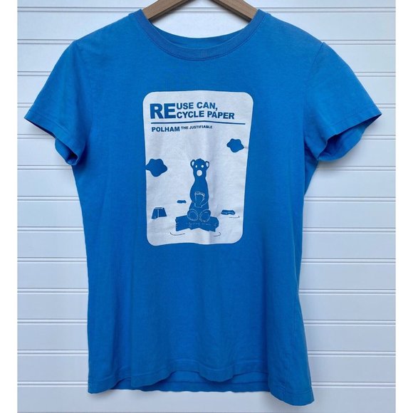 Polham The Justifiable Polar Bear ReUSE ReCYCLE Baby Tee Graphic T-Shirt | XS-S - Picture 1 of 4